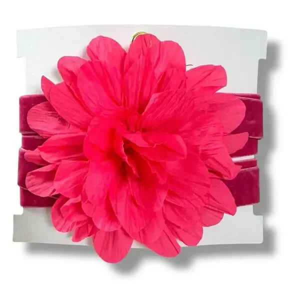 Free People Melody Flower Choker in Fuchsia Pink Spring Statement Whimsical NEW - Picture 4 of 9